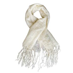 Hand Woven Winter Scarf Cream